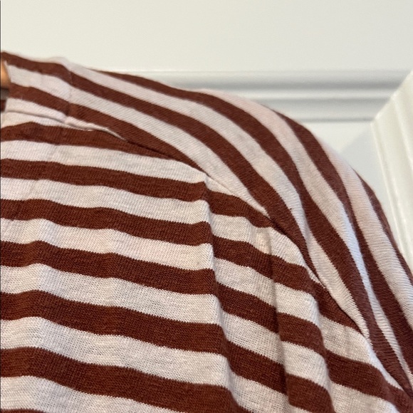 J. Jill Burgundy and White Striped V-Neck Tee - Picture 8 of 11